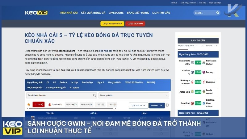 Sảnh cược Gwin – Nơi đam mê bóng đá trở thành lợi nhuận thực tế.